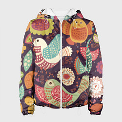Куртка с капюшоном женская Птички, цвет: 3D-белый