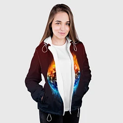 Куртка с капюшоном женская Огонь против воды, цвет: 3D-белый — фото 2