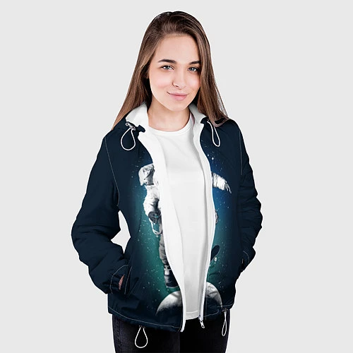 Женская куртка Космический скейтбординг / 3D-Белый – фото 3