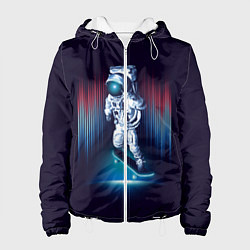 Куртка с капюшоном женская Космический скейтбордист, цвет: 3D-белый