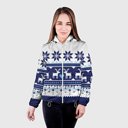 Куртка с капюшоном женская Скандинавские олени, цвет: 3D-белый — фото 2