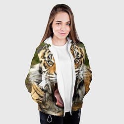 Куртка с капюшоном женская Удивленный тигр, цвет: 3D-белый — фото 2
