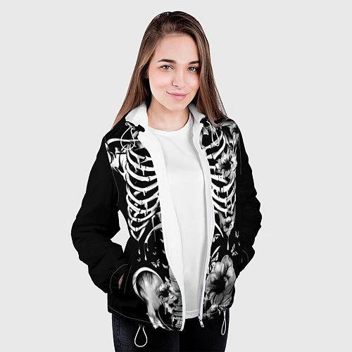 Женская куртка Floral Skeleton / 3D-Белый – фото 3