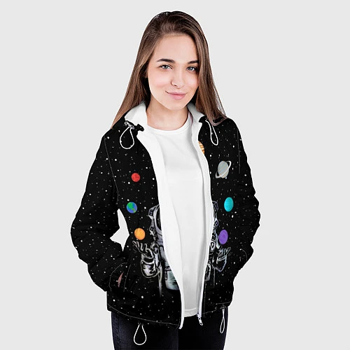 Женская куртка Космический жонглер / 3D-Белый – фото 3
