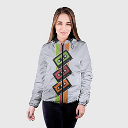 Куртка с капюшоном женская Ретро кассеты, цвет: 3D-черный — фото 2