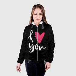 Куртка с капюшоном женская Valentines Day, I Iove you, цвет: 3D-белый — фото 2