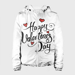 Куртка с капюшоном женская Happy Valentines Day, цвет: 3D-белый