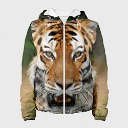Куртка с капюшоном женская Рык тигра, цвет: 3D-белый
