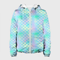Куртка с капюшоном женская Голубая чешуя, цвет: 3D-белый