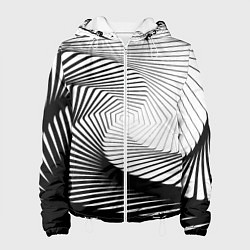 Куртка с капюшоном женская Оптический узор, цвет: 3D-белый