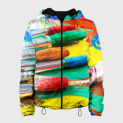 Куртка с капюшоном женская Кисти и краски, цвет: 3D-черный