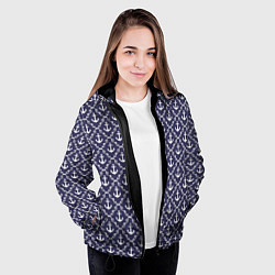 Куртка с капюшоном женская Якоря: узор, цвет: 3D-черный — фото 2