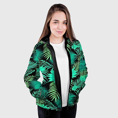 Женская куртка Tropical pattern / 3D-Черный – фото 3