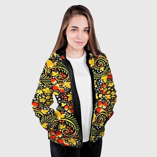 Женская куртка Khokhloma pattern / 3D-Черный – фото 3