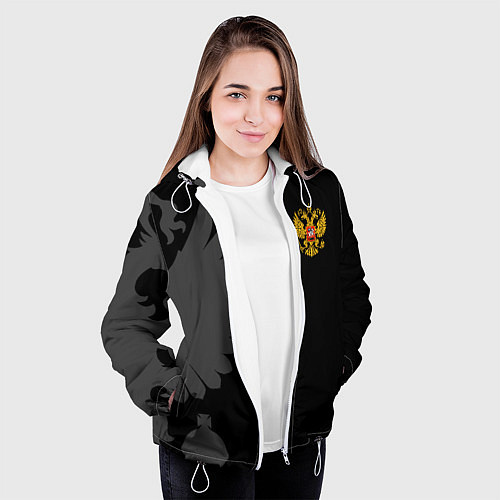 Женская куртка Russia - Black collection / 3D-Белый – фото 3
