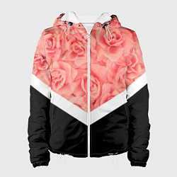 Куртка с капюшоном женская Розовые розы, цвет: 3D-белый