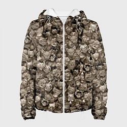 Куртка с капюшоном женская Зомби котики, цвет: 3D-белый