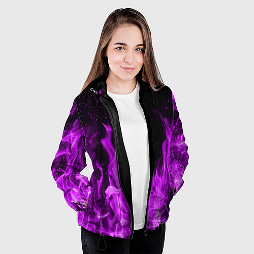 Женская куртка Фиолетовый огонь / 3D-Черный – фото 3