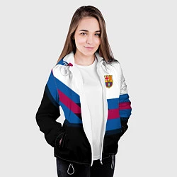 Куртка с капюшоном женская Barcelona FC: Black style, цвет: 3D-белый — фото 2