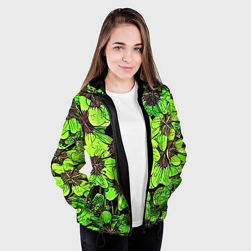 Женская куртка Clover pattern / 3D-Черный – фото 3