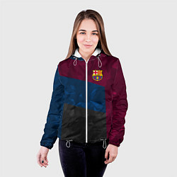 Куртка с капюшоном женская FC Barcelona: Dark polygons, цвет: 3D-белый — фото 2