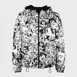 Куртка с капюшоном женская Ahegao: Black & White, цвет: 3D-черный