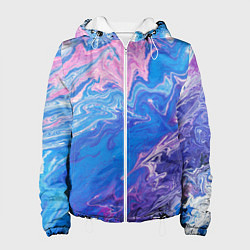 Куртка с капюшоном женская Tie-Dye Blue & Violet, цвет: 3D-белый