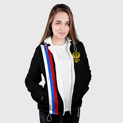 Женская куртка Россия: Линия триколор / 3D-Белый – фото 3
