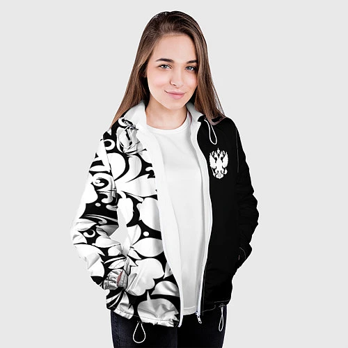 Женская куртка Russia: B&W Floral / 3D-Белый – фото 3