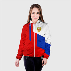 Куртка с капюшоном женская Russia: Geometry Tricolor, цвет: 3D-белый — фото 2