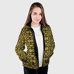Куртка с капюшоном женская Духобор: Обережная вышивка, цвет: 3D-черный — фото 2