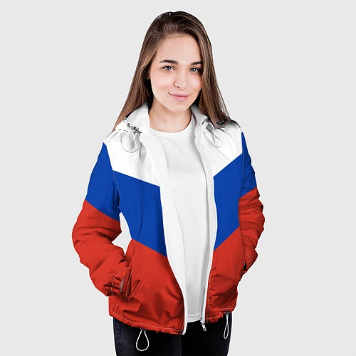 Женская куртка Российский триколор / 3D-Белый – фото 3
