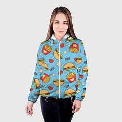 Куртка с капюшоном женская Yum Fast Food, цвет: 3D-белый — фото 2
