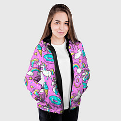 Куртка с капюшоном женская Сказочные единороги, цвет: 3D-черный — фото 2