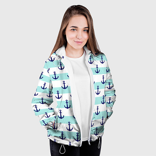 Женская куртка Морские якоря / 3D-Белый – фото 3