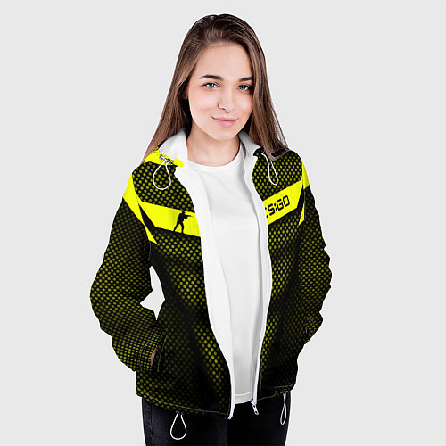 Женская куртка CS:GO Yellow Carbon / 3D-Белый – фото 3