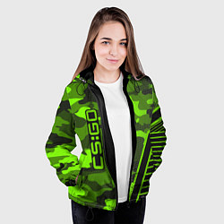 Куртка с капюшоном женская CS:GO Light Green Camo, цвет: 3D-черный — фото 2