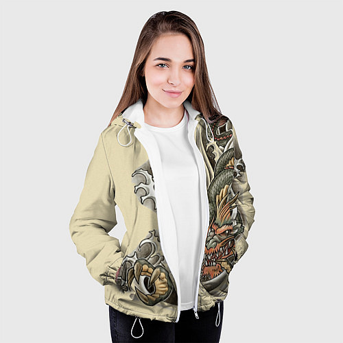 Женская куртка Восточный дракон / 3D-Белый – фото 3