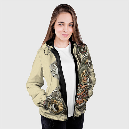 Женская куртка Восточный дракон / 3D-Черный – фото 3