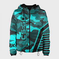 Куртка с капюшоном женская CS:GO Blue Camo, цвет: 3D-черный