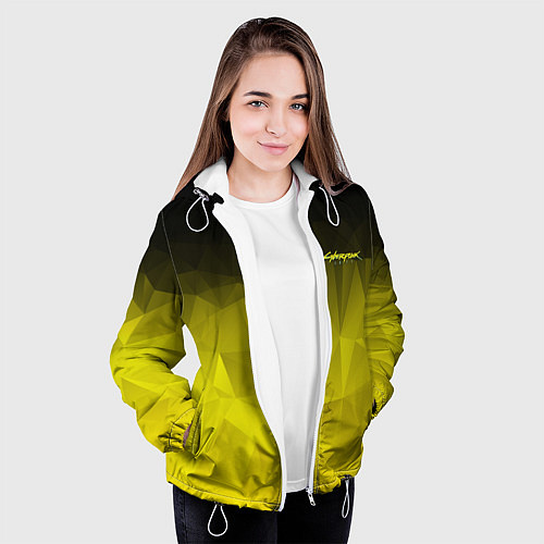 Женская куртка Cyberpunk 2077: Yellow Poly / 3D-Белый – фото 3