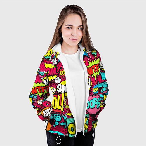 Женская куртка Слова из комиксов / 3D-Белый – фото 3