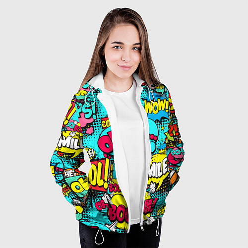 Женская куртка Кислотный поп-арт / 3D-Белый – фото 3