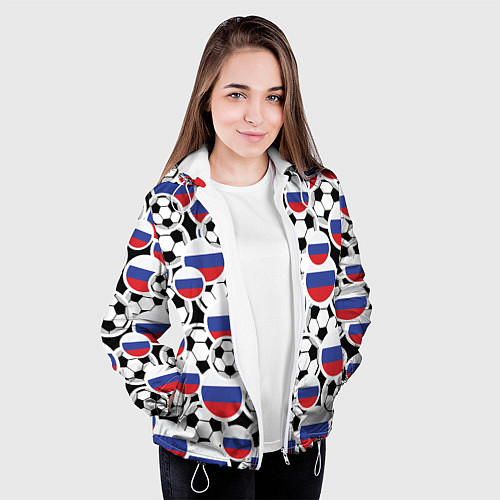 Женская куртка Россия: футбольный фанат / 3D-Белый – фото 3
