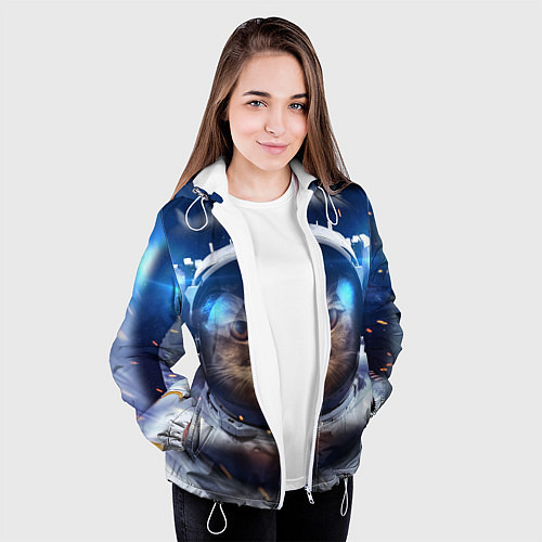 Женская куртка Кот-космонавт / 3D-Белый – фото 3
