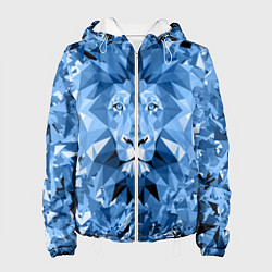 Куртка с капюшоном женская Сине-бело-голубой лев цвета 3D-белый — фото 1