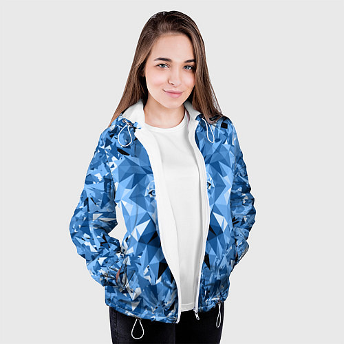 Женская куртка Сине-бело-голубой лев / 3D-Белый – фото 3