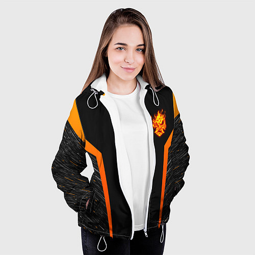 Женская куртка Cyberpunk 2077: Samurai Style / 3D-Белый – фото 3