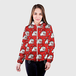 Куртка с капюшоном женская Новогодние котята, цвет: 3D-белый — фото 2
