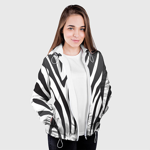 Женская куртка Африканская зебра / 3D-Белый – фото 3